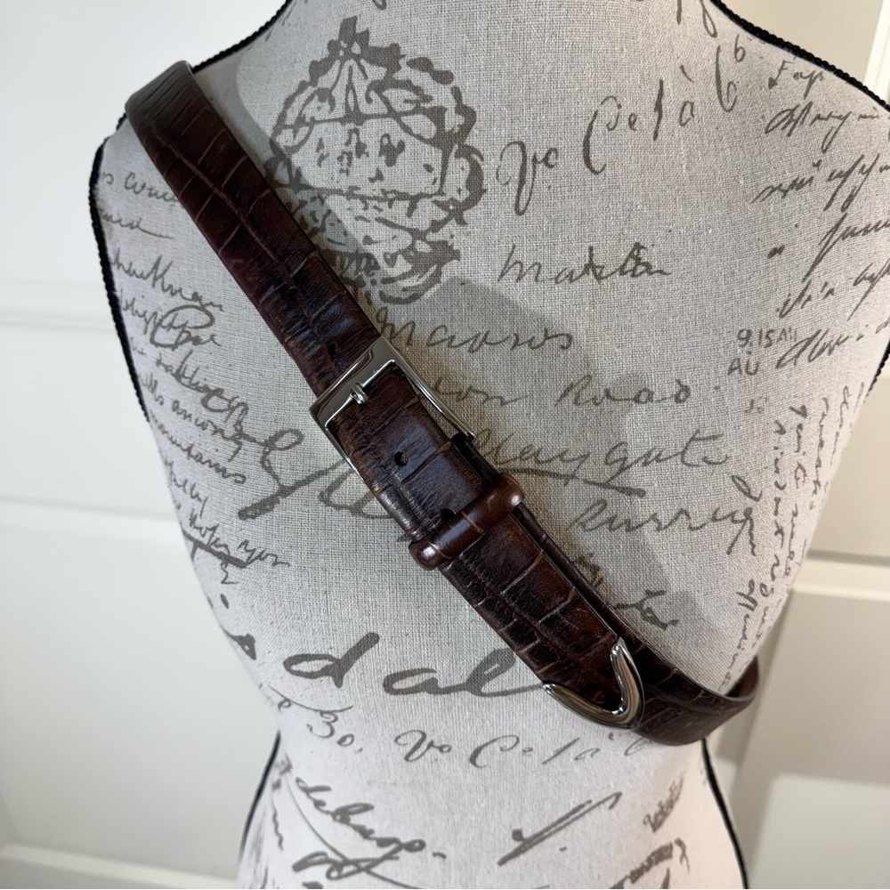 Jos. A. Bank Brown Croc Embossed Fine Italian Leather Belt 40